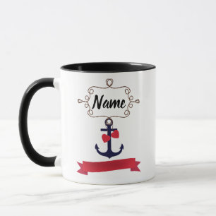 Mug Ancre cadre de corde marine marine voyage maritime