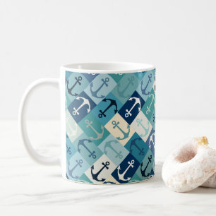 Mug ancre chevron bleu