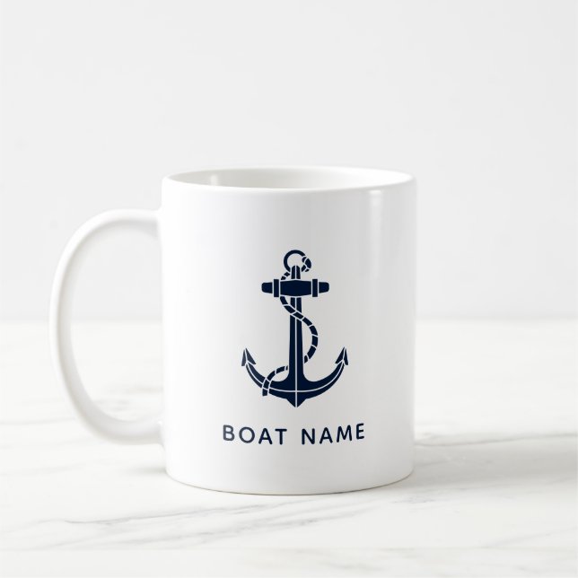 Mug Ancre de bateau bleu marine (Gauche)