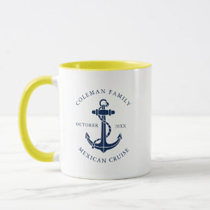 Mug Ancre de bateau bleu marine nautique de famille pe