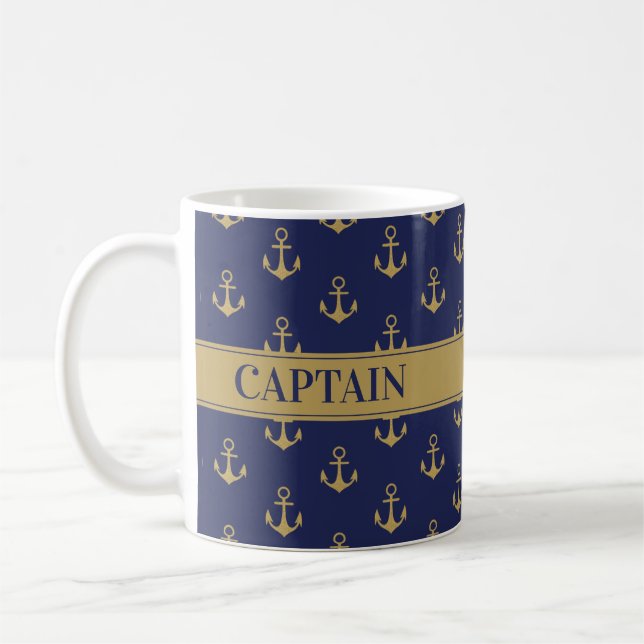 Mug Ancre de bateau marine Marine Blue Capitaine (Gauche)