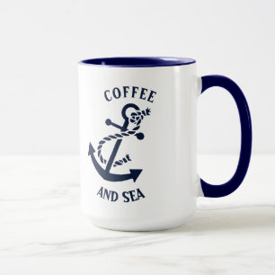 Mug Ancre de bateau nautique bleu marine