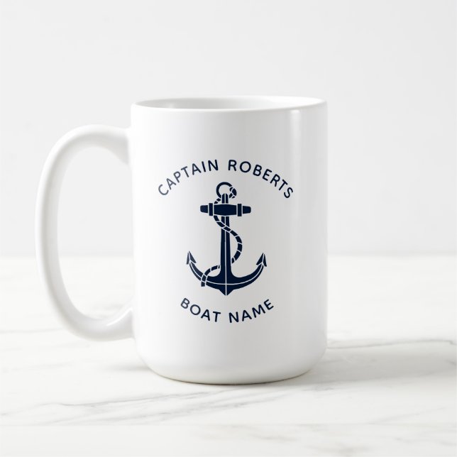 Mug Ancre de bateau nautique capitaine et équipage per (Gauche)
