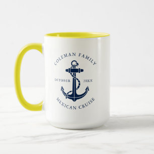 Mug Ancre de bateau nautique de famille personnalisée
