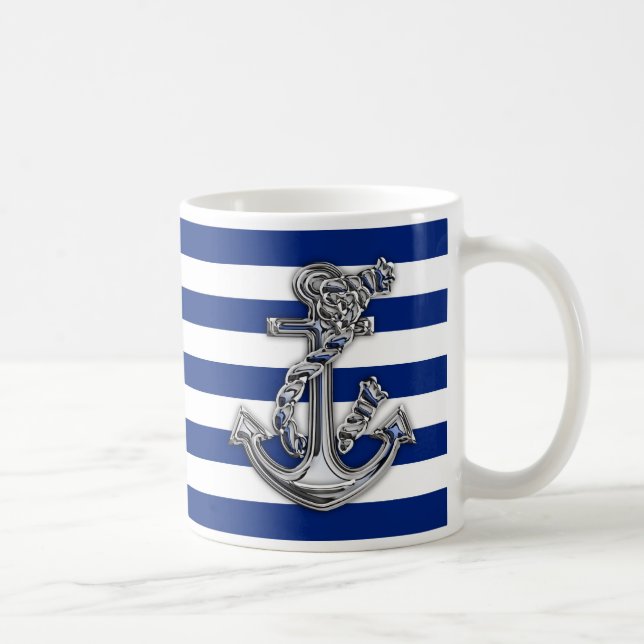 Mug Ancre de corde de style de chrome sur les rayures (Droite)