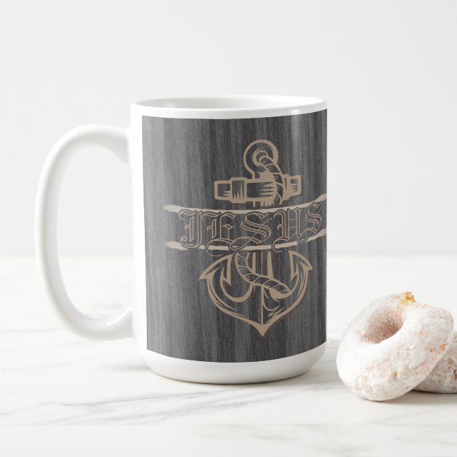 Mug Ancre de navire et corde annonce Jésus (Avec donut)