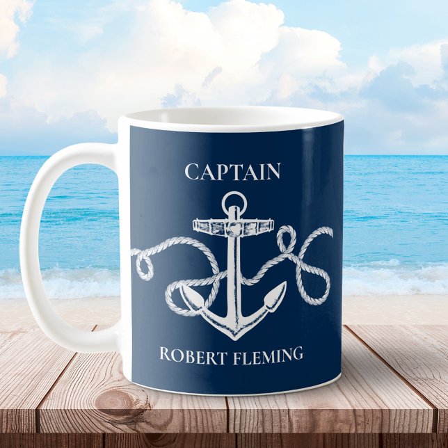 Mug Ancre de nom de capitaine nautique personnalisée (Créateur téléchargé)