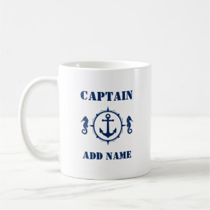 Mug Ancre du Cheval bleu Capitaine Ajouter un nom ou u