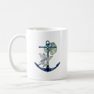 Mug Ancre et plantes tropicales Vie marine Tropical
