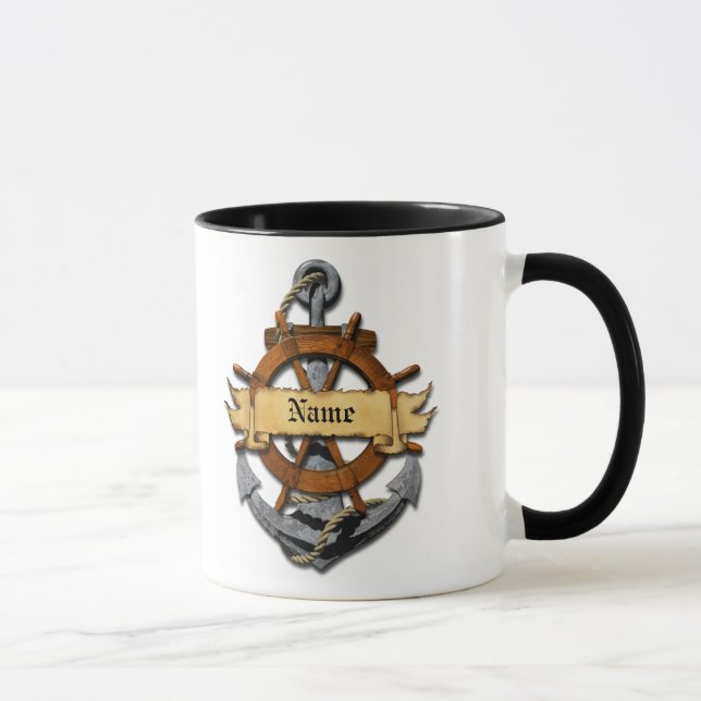 Mug Ancre et roue nautiques personnalisées (Droite)