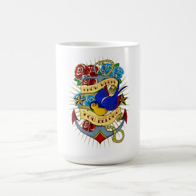 Mug Ancre, hirondelle et roses (Centre)