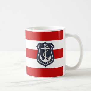 Mug Ancre marine à rayures rouges et blanches