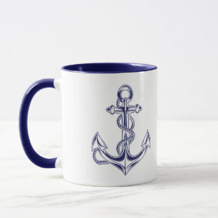 Mug Ancre nautique et corde bleu