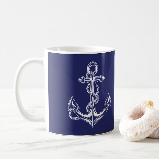 Mug Ancre nautique et corde bleu (Avec donut)