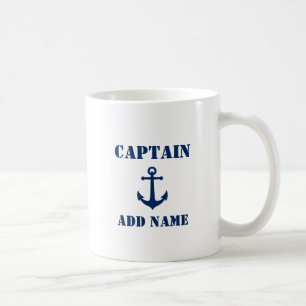 Mug Ancre Vintage Nom du capitaine ou nom du bateau