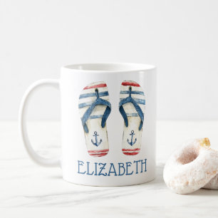 Mug Ancres nautiques et taches Flip Flops