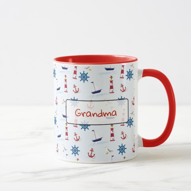 Mug Ancres océaniques nautiques personnalisées et phar (Droite)