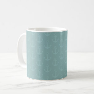 Mug Ancres Tonales sur Cyan Gris Clair