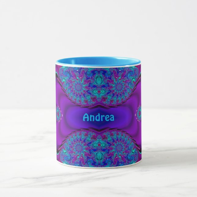 Mug ANDREA ~ Zany 3D ~ Musique bleue, verte et violett (Centre)