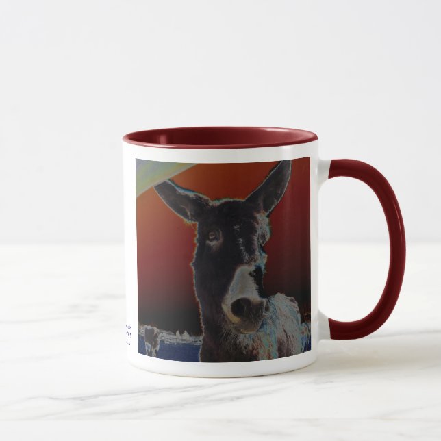 Mug Âne sur rouge foncé (Droite)