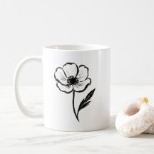 Anémone à l'encre Art minimaliste de fleurs à coup