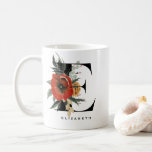 Mug Anémones à l'aquarelle Botaniques Lettre E Monogra<br><div class="desc">Magnifique mug monogramme personnalisable. Il présente un monogramme floral de lettre E à l'aquarelle d'anémones rouges,  de pavots et de verdure. Personnalisez ce mug monogramme en ajoutant des noms,  des dates ou des messages. Ce mug monogramme botanique est parfait comme cadeau personnalisé.</div>