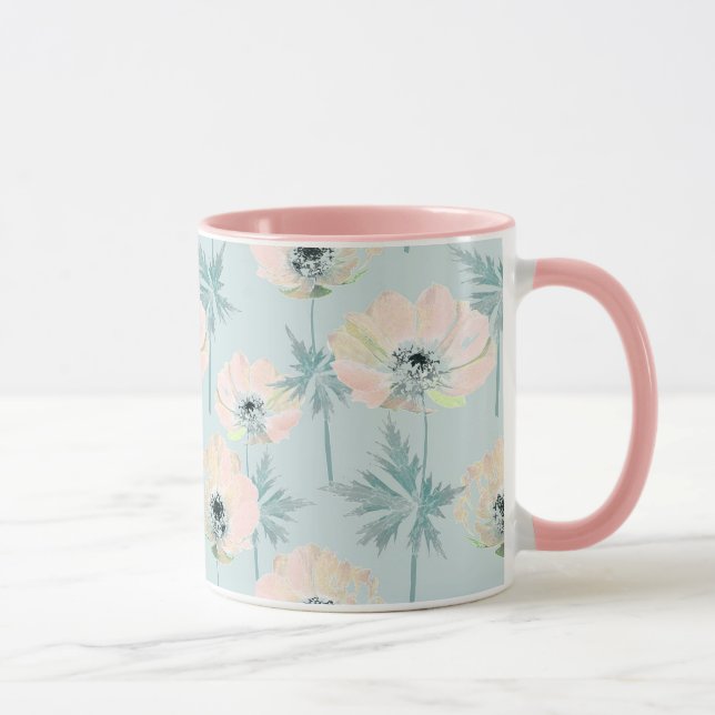 Mug Anémones roses délicates . (Droite)