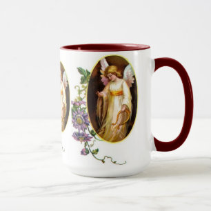 Mug Ange avec des fleurs d'harpe et de clématite
