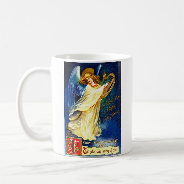 Mug Ange de Noël Vintage à la harpe (Gauche)