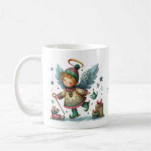 Mug Ange de Noël Whimsical sur patins sur glace