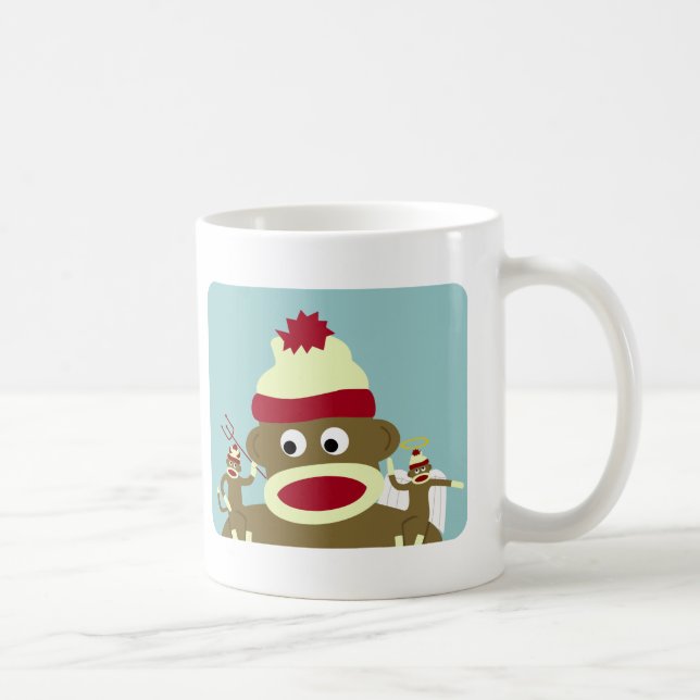 Mug Ange et diable de singe de chaussette (Droite)