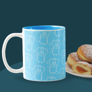 Mug Ange Gardien Motif Bleu Et Blanc