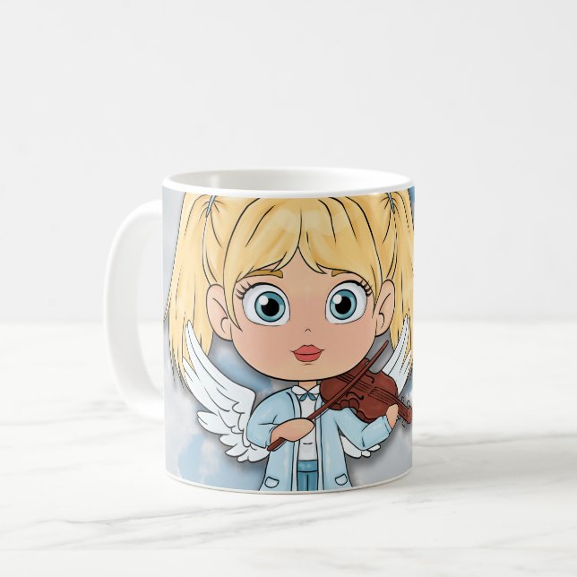 Mug Ange musical en bande dessinée avec un violon (Devant gauche)