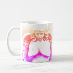 Mug Ange Priant rose violet orange orange spirituel
