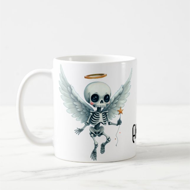 Mug Ange squelette – Le côté doux de l'au-delà.  (Gauche)