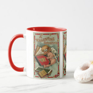 Mug  Ange vintage de la Saint-Valentin, Cupidon lisant
