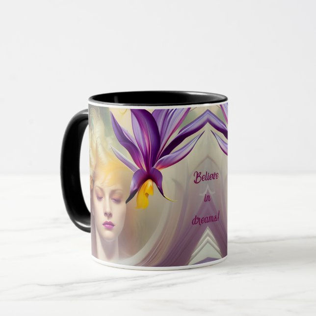 Mug Angel avec orchidée - personnalisable (Devant gauche)