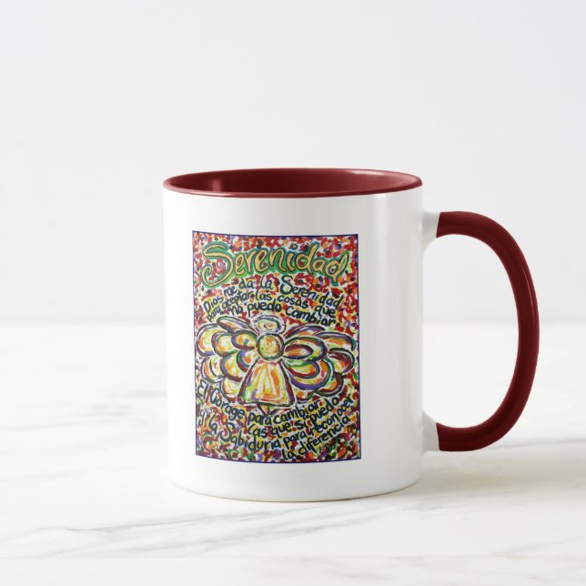 Mug Angel de prière de sérénité (texte espagnol) (Droite)
