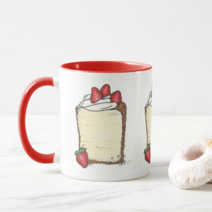 Mug Angel Food Cake Slice Strawberries Dessert Foin