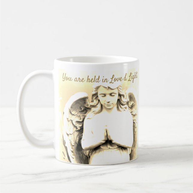 Mug Angel Prier Golden Light Love Citation Cadeau (Gauche)
