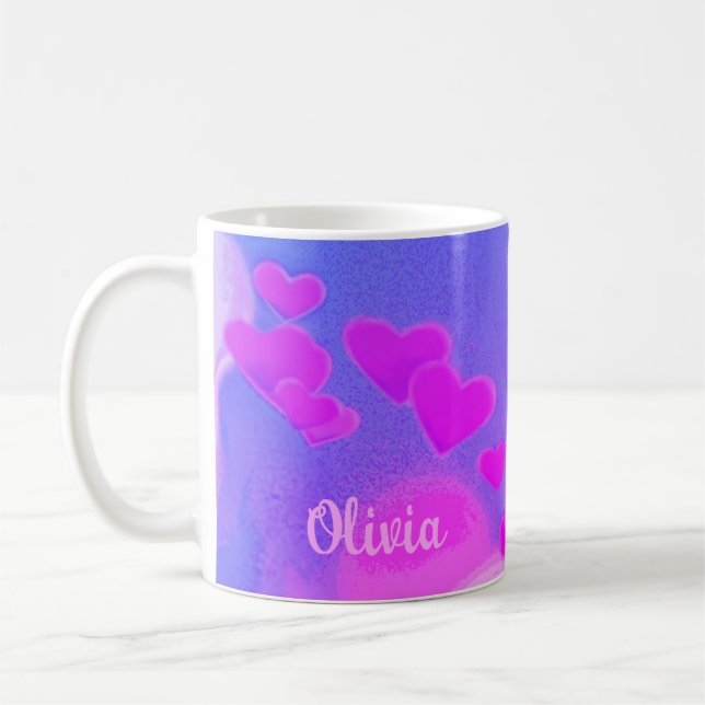 Mug Angel Travail Merci Citation Coeurs roses Art Mono (Gauche)