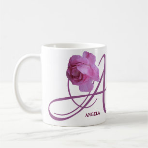 Mug Angela nom personnalisable rose fleurs boho