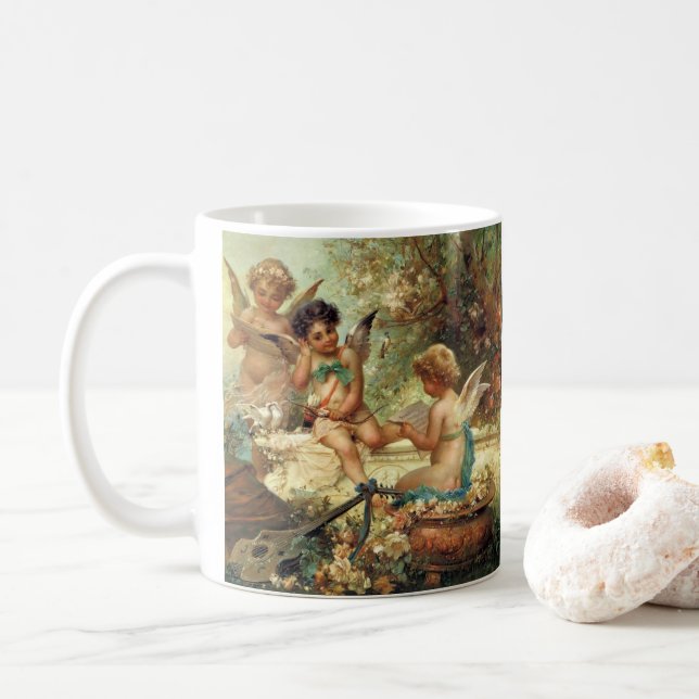 Mug Angels de musicien par Hans Zatzka, Art Victorien (Avec donut)