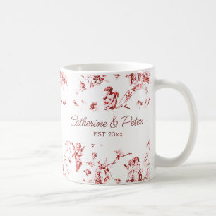 Mug Angels vintages Cupid Floral Rouge Toile Couple No