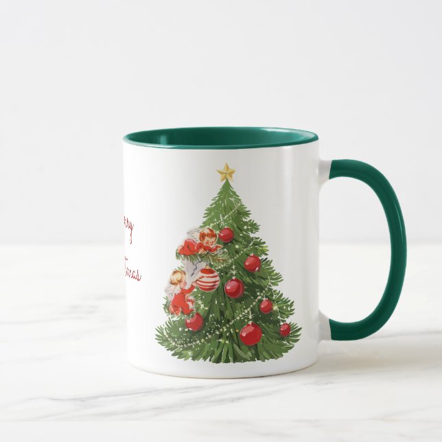 Mug Anges Décorant l'Arbre de Noël (Droite)