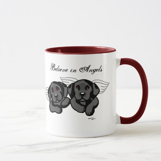 Mug Anges noirs de Labrador (pont en arc-en-ciel) (Droite)