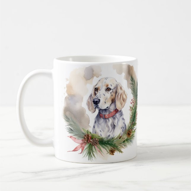 Mug Anglais Setter Christmas Wreath Festive Pup (Gauche)