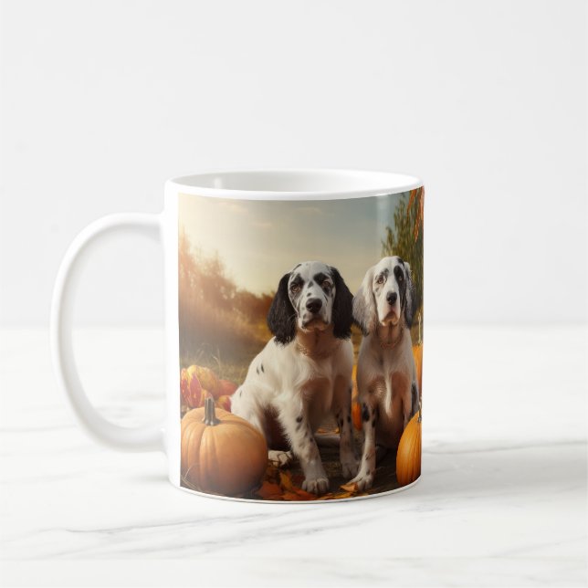 Mug Anglais Setter Puppy Automne Citrouille de plaisir (Gauche)