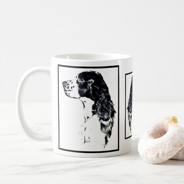 Mug Anglais Springer Spaniel Art Vintage (Avec donut)