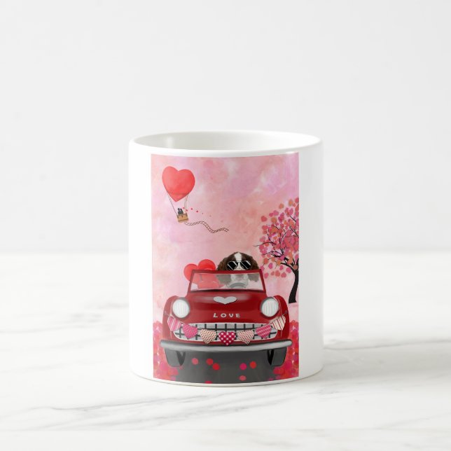 Mug Anglais Springer Spaniel Car Hearts Valentine's (Centre)